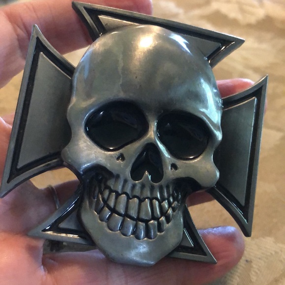 Iron Cross & skull WWII reproduction aluminum belt buckle 3” buckle Rage EUC - Picture 6 of 6